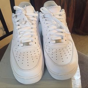 All white Nike Air Force 1s